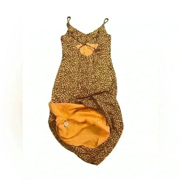 Evelyn Animal Print Tie Back Satin Dress, Size Small. - Picture 7 of 8